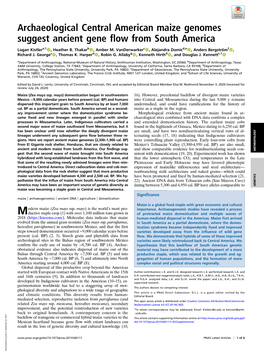 Archaeological Central American Maize Genomes Suggest Ancient Gene Flow from South America