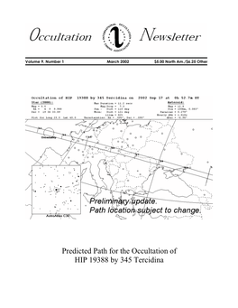 Occultation Newsletter Volume 8, Number 4