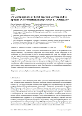 Do Compositions of Lipid Fraction Correspond to Species Diﬀerentiation in Bupleurum L