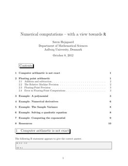 Numerical Computations – with a View Towards R