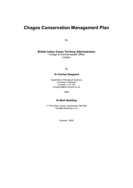 Chagos Conservation Management Plan