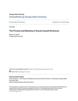 The Process and Meaning of Sexual Assault Disclosure