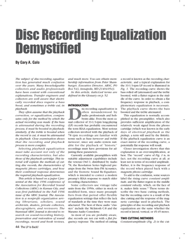 Disc Recording Equalization Demystified