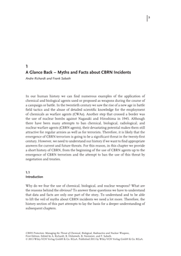 1 a Glance Back – Myths and Facts About CBRN Incidents Andre Richardt and Frank Sabath