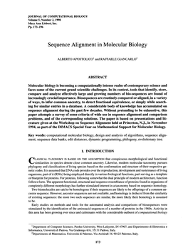 Sequence Alignment in Molecular Biology