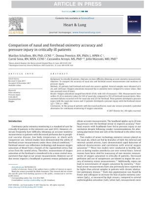 Nasal and Forehead Oximetry Study