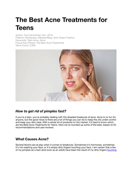 The Best Acne Treatments for Teens