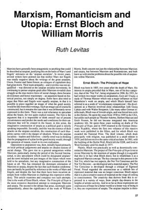 Marxism, Romanticism and Utopia: Ernst Bloch and William Morris