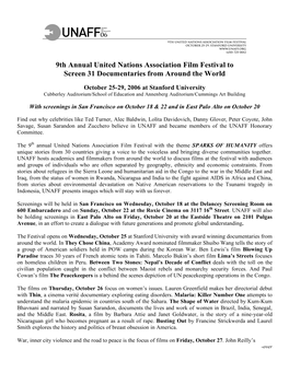 9Th Annual United Nations Association Film Festival to Screen 31 Documentaries from Around the World