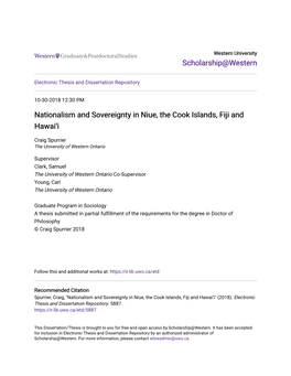 Nationalism and Sovereignty in Niue, the Cook Islands, Fiji and Hawai'i