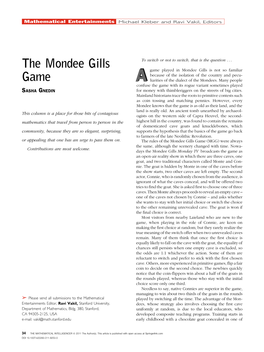 The Mondee Gills Game (MGG) Were Always the Same, Although the Scenery Changed with Time