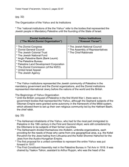 National Institutions of the the Yishuv” Refer to the Bodies That Represented the Jewish People in Mandatory Palestine Until the Founding of the State of Israel