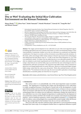 Evaluating the Initial Rice Cultivation Environment on the Korean Peninsula