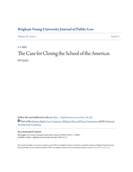 The Case for Closing the School of the Americas, 20 BYU J