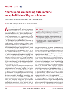Neurosyphilis Mimicking Autoimmune Encephalitis in a 52-Year-Old Man