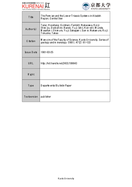 Title the Permian and the Lower Triassic Systems in Abadeh