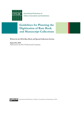 IFLA Guidelines for Planning the Digitization of Rare Book And