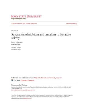 Separation of Niobium and Tantalum - a Literature Survey Ernest L