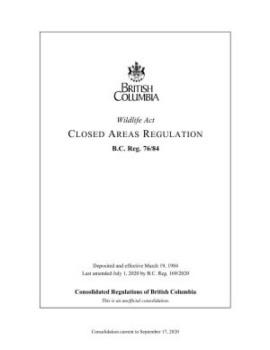 Closed Areas Regulation B.C