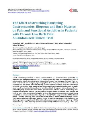 The Effect of Stretching Hamstring, Gastrocnemius, Iliopsoas