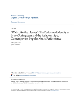 The Performed Identity of Bruce Springsteen and the Relationship to Contemporary Popular Music Performance