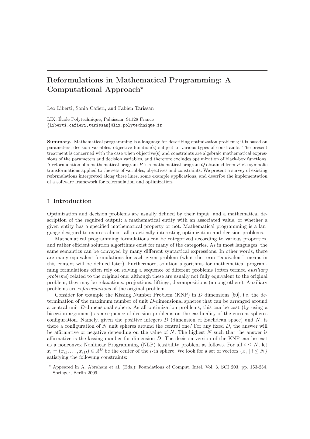 Reformulations in Mathematical Programming: a Computational Approach⋆