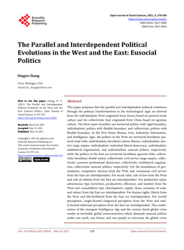 The Parallel and Interdependent Political Evolutions in the West and the East: Eusocial Politics
