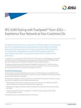 RFC 6349 Testing with Truespeed™ from JDSU—Experience Your