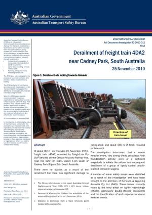 Derailment of Freight Train 4DA2 Near Cadney Park, South Australia