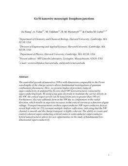 Ge/Si Nanowire Mesoscopic Josephson Junctions