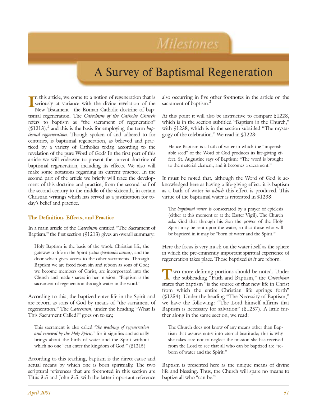 A Survey of Baptismal Regeneration