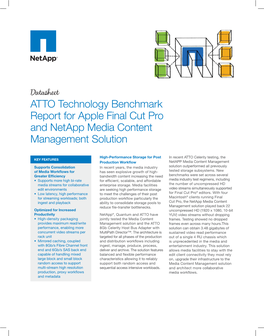 ATTO Technology Benchmark Report for Apple Final Cut Pro and Netapp Media Content Management Solution