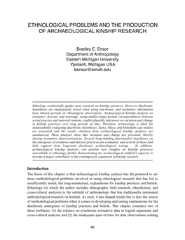 Ethnological Problems and the Production of Archaeological Kinship Research