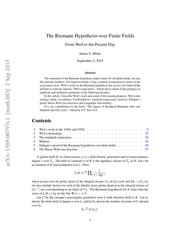 The Riemann Hypothesis Over Finite Fields from Weil to the Present Day