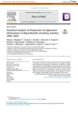 Statistical Analysis of Frequencies of Opponents׳ Eliminations in Royal