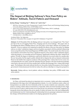 The Impact of Beijing Subway's New Fare Policy on Riders' Attitude, Travel Pattern and Demand