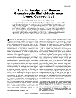 Spatial Analysis of Human Granulocytic Ehrlichiosis Near Lyme, Connecticut Emma K