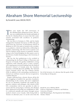 Abraham Shore Memorial Lectureship by Ronald M