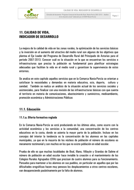 11. CALIDAD DE VIDA, INDICADOR DE DESARROLLO 11.1. Educación