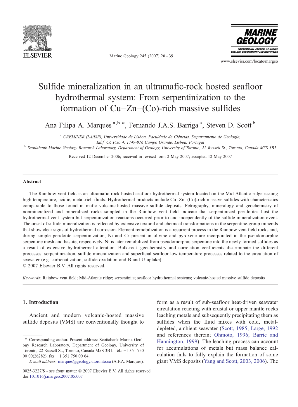 Sulfide Mineralization in an Ultramafic-Rock Hosted Seafloor