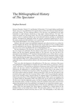 The Bibliographical History of the Spectator