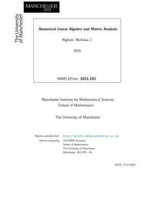 Numerical Linear Algebra and Matrix Analysis