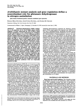 In Nitrogen Assimilation (Plant Mutant/Biochemical Genetics/Ammonia Assimilation/Gene Expression) ROSANA MELO-OLIVEIRA, IGOR CUNHA OLIVEIRA, and GLORIA M