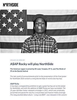 A$AP Rocky Will Play Northside