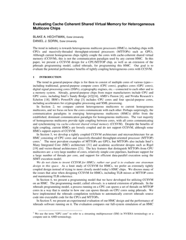 Evaluating Cache Coherent Shared Virtual Memory for Heterogeneous Multicore Chips