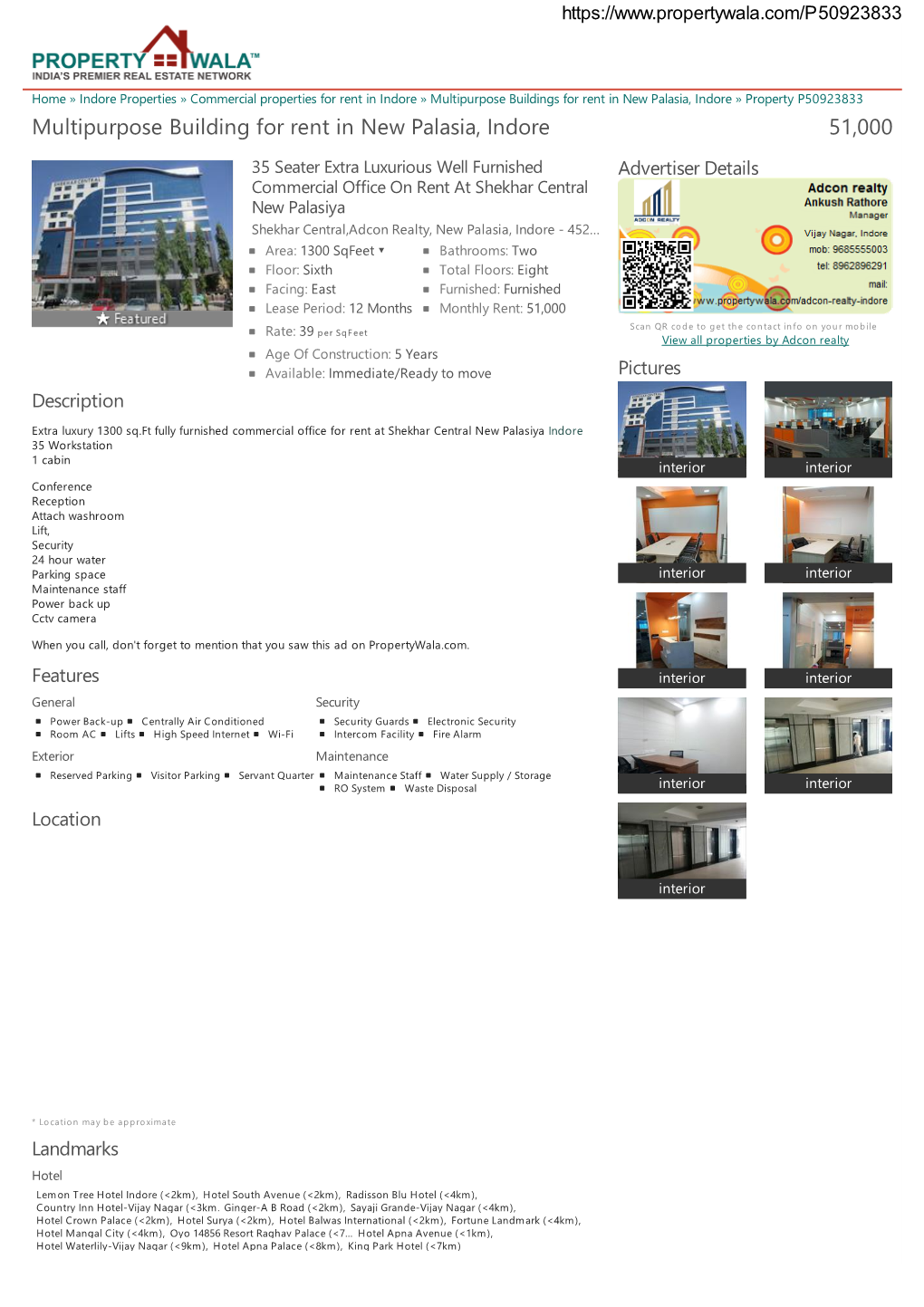 Multipurpose Building for Rent in New Palasia, Indore