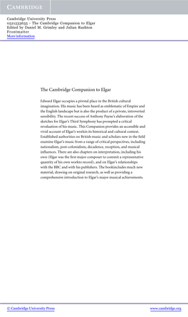 The Cambridge Companion to Elgar Edited by Daniel M