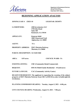 Rezoning Application Analysis