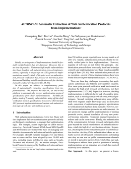 AUTHSCAN: Automatic Extraction of Web Authentication Protocols from Implementations∗