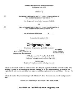 Citigroup Inc. 10-Q 3Rd Quarter 2002